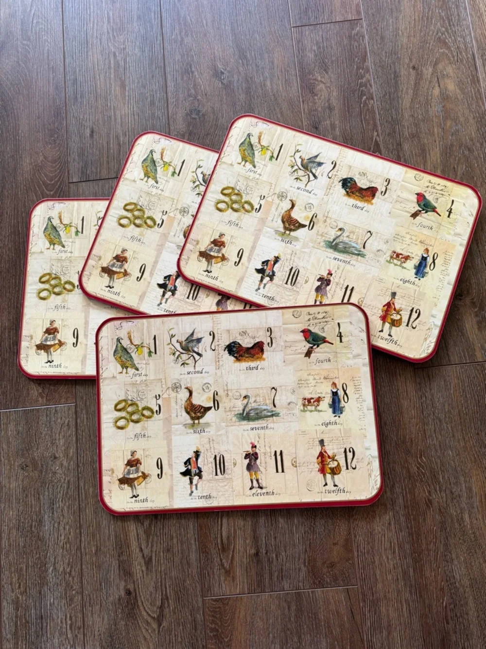 Williams Sonoma Cork Placemats 12 Days of Christmas ultra rare